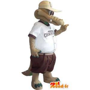 Krokodil-Maskottchen-Kostüm in Shorts - MASFR001752 - Maskottchen der Krokodile