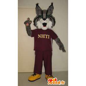 Mascotte de loup en jogging, déguisement de sportif - MASFR001754 - Mascottes Loup