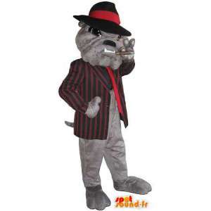 Mascotte de boule dogue mafiosi, déguisement de parrain - MASFR001763 - Mascottes de chien