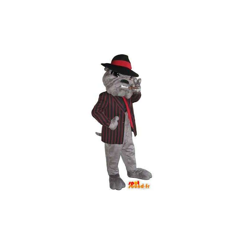 Mascotte de boule dogue mafiosi, déguisement de parrain - MASFR001763 - Mascottes de chien