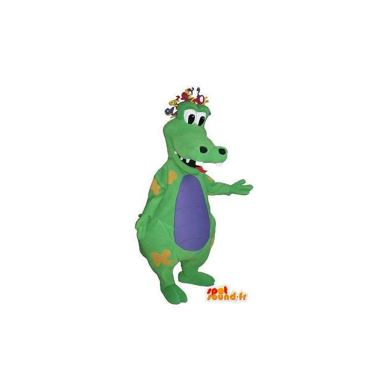 Sjov krokodille maskot, klovn kostume - Spotsound maskot