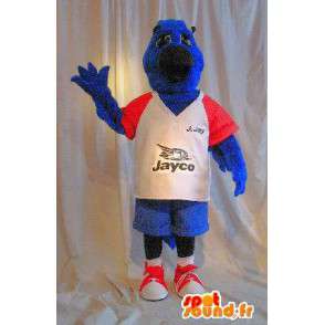 Pies maskotka w kolorze niebieskim pluszem, sportowy kostium psa - MASFR001772 - dog Maskotki