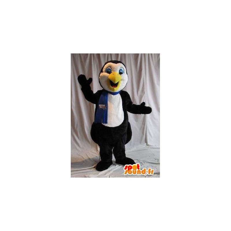 Mascot wat neerkomt op een pinguïn sjaal, winter vermomming - MASFR001788 - Penguin Mascot