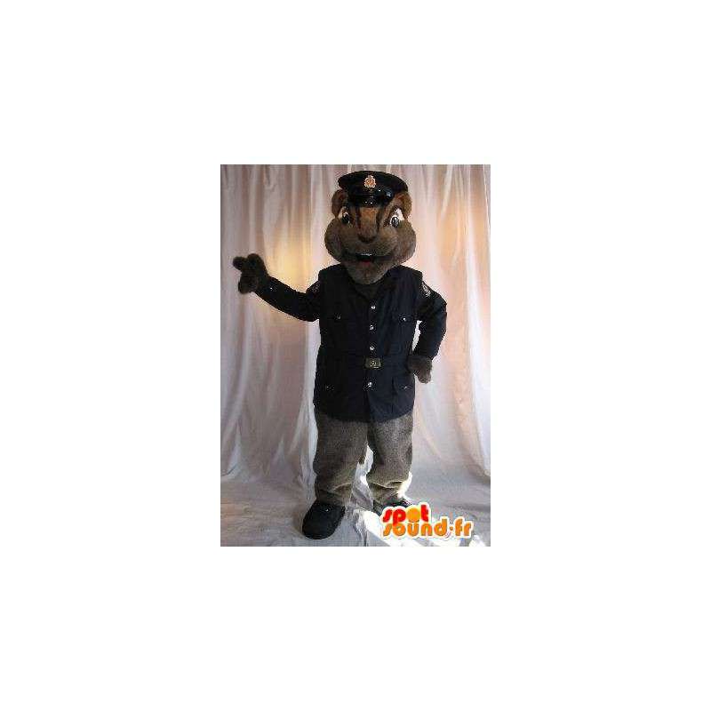 Mascotte d'écureuil agent de sécurité, déguisement en uniforme - MASFR001791 - Mascottes Ecureuil