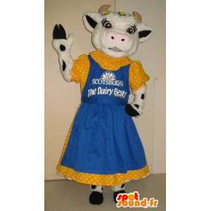 Cow mascot dressed in 50s, 50s costume - MASFR001792 - Mascot cow