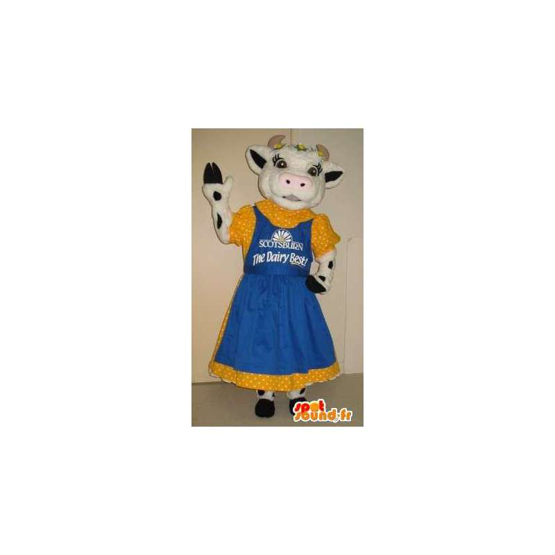 Mascotte de vache en tenue des années 50, déguisement années 50 - MASFR001792 - Mascottes Vache