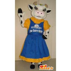 Cow mascot dressed in 50s, 50s costume - MASFR001792 - Mascot cow