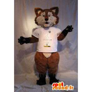 Mascot representando um gato castanho, disfarce raposa - MASFR001793 - Fox Mascotes