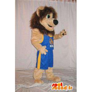 Leijona maskotti koripallo kuningas valepuvussa koripallo - MASFR001795 - Mascottes Lion