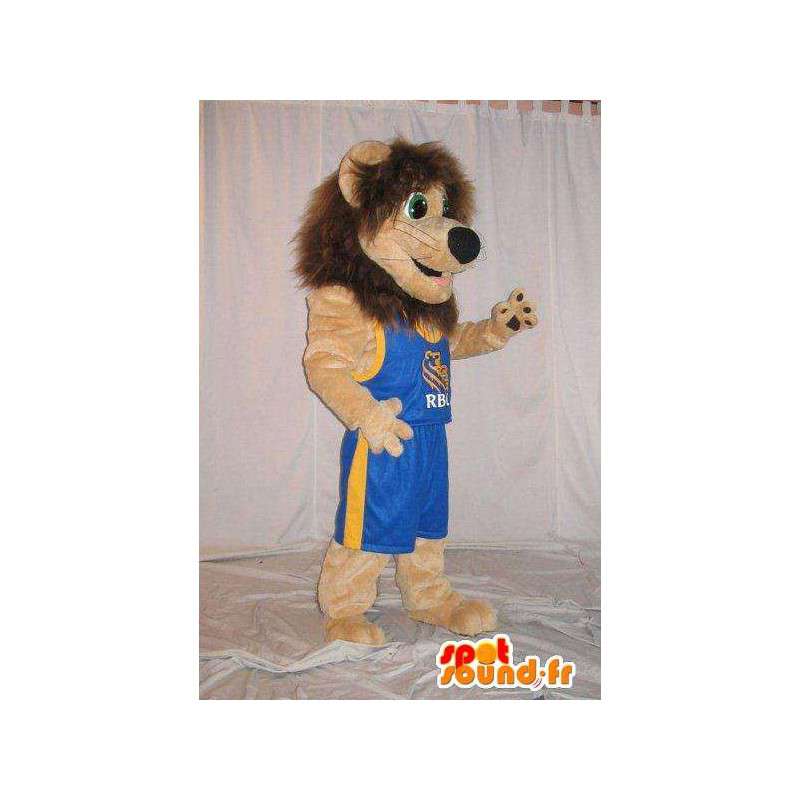 Mascotte de lion basketteur, déguisement du roi du basket-ball - MASFR001795 - Mascottes Lion