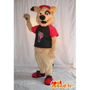 Cão mascote bege traje de pelúcia - MASFR001796 - Mascotes cão
