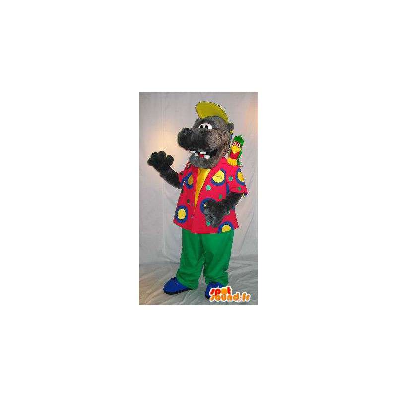 カラフルな衣装のカバのマスコット、カバの変装-MASFR001801-カバのマスコット