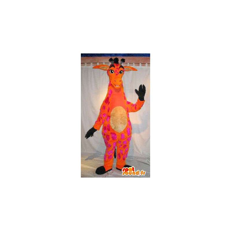 Giraffe mascot orange and pink, slender disguise - MASFR001808 - Giraffe mascots