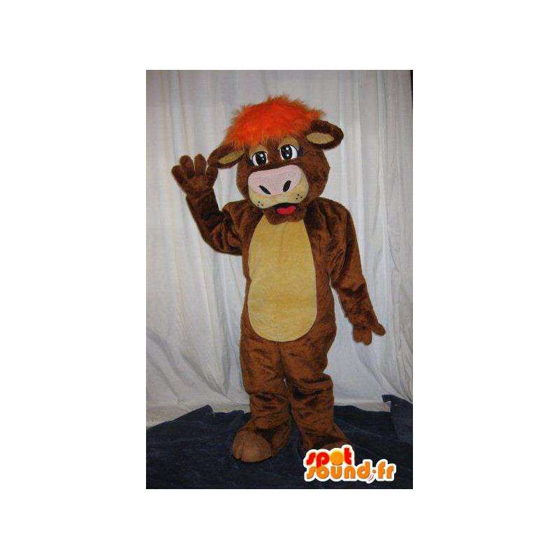 Mascotte mucca con parrucca arancione, mucca costume - MASFR001811 - Mucca mascotte
