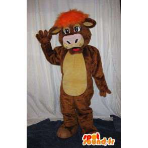 Mascotte mucca con parrucca arancione, mucca costume - MASFR001811 - Mucca mascotte