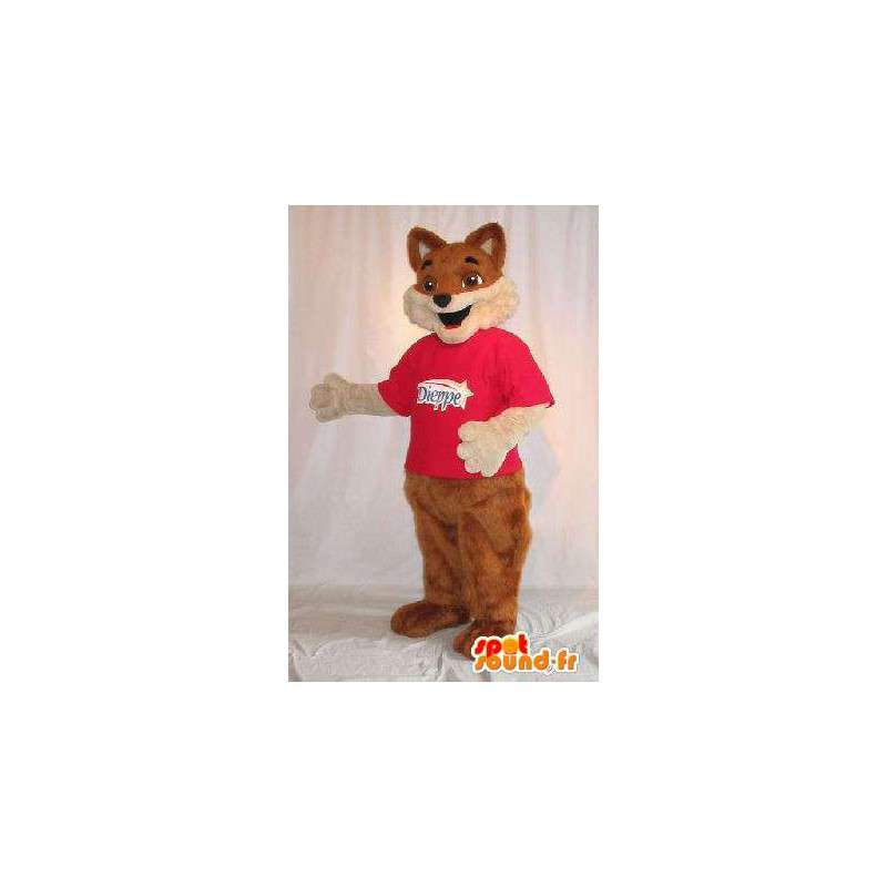 Mascot wat neerkomt op een bruine vos bont kostuum - MASFR001819 - Fox Mascottes