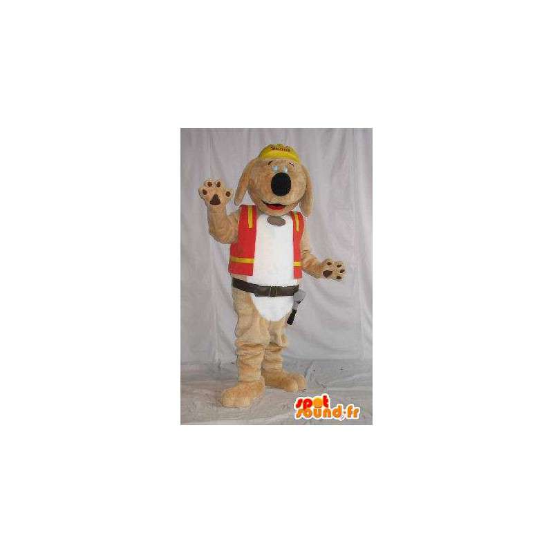 Mascotte de chien en peluche, déguisement d'ouvrier de chantier - MASFR001821 - Mascottes de chien