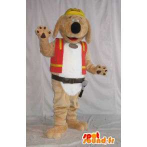 Mascotte de chien en peluche, déguisement d'ouvrier de chantier - MASFR001821 - Mascottes de chien