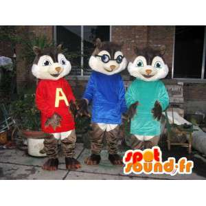 Alvin and the Chipmunks Mascote - desenhos animados e disfarce Animated - MASFR00162 - Mascottes Les Chipmunks