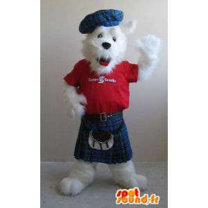 αλεπού τεριέ μασκότ σε σκωτσέζικες φούστες, της Σκωτίας φορεσιά - MASFR001841 - Fox Μασκότ