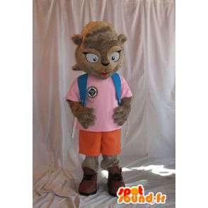 Mascotte représentant un écureuil écolière, déguisement-École - MASFR001842 - Mascottes Ecureuil