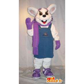 Mascot wat neerkomt op een winter konijn kostuum - MASFR001852 - Mascot konijnen