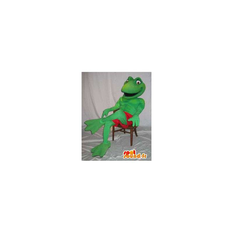 Mascot wat neerkomt op een kikker kostuum Kermit - MASFR001861 - Kikker Mascot