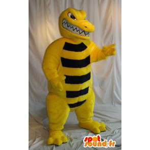 黄色と黒のワニのマスコット、爬虫類の変装-MASFR001867-クロコダイルのマスコット