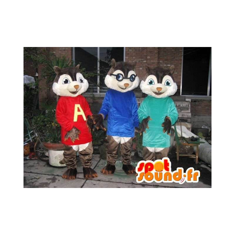 Alvin e os Esquilos Mascote - 2 mascotes bloco - MASFR00163 - Mascottes Les Chipmunks