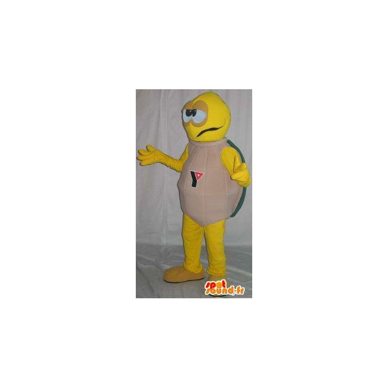 Keltainen kilpikonna maskotti, beige kuori, kilpikonna naamioida - MASFR001868 - kilpikonna Maskotteja