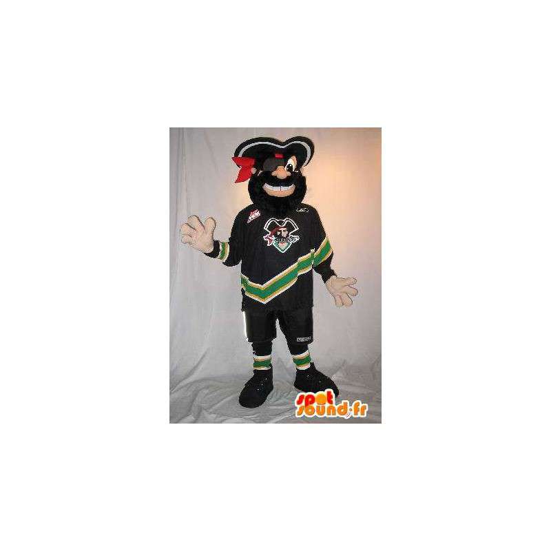 Pirate mascot dressed as a footballer, football pirate costume - MASFR001877 - Mascottes de Pirate