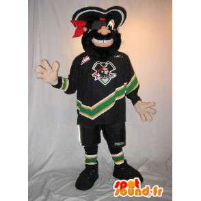 Pirate mascot dressed as a footballer, football pirate costume - MASFR001877 - Mascottes de Pirate