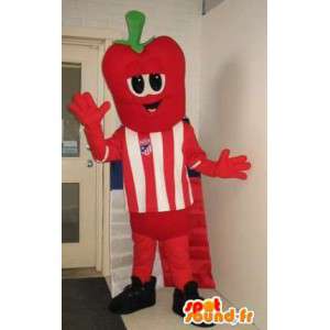 Character mascot head, strawberry costume footballer - MASFR001885 - Fruit mascot