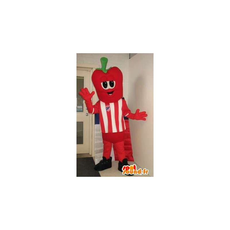 Strawberry-ledet karakter maskot, fodboldspiller kostume -