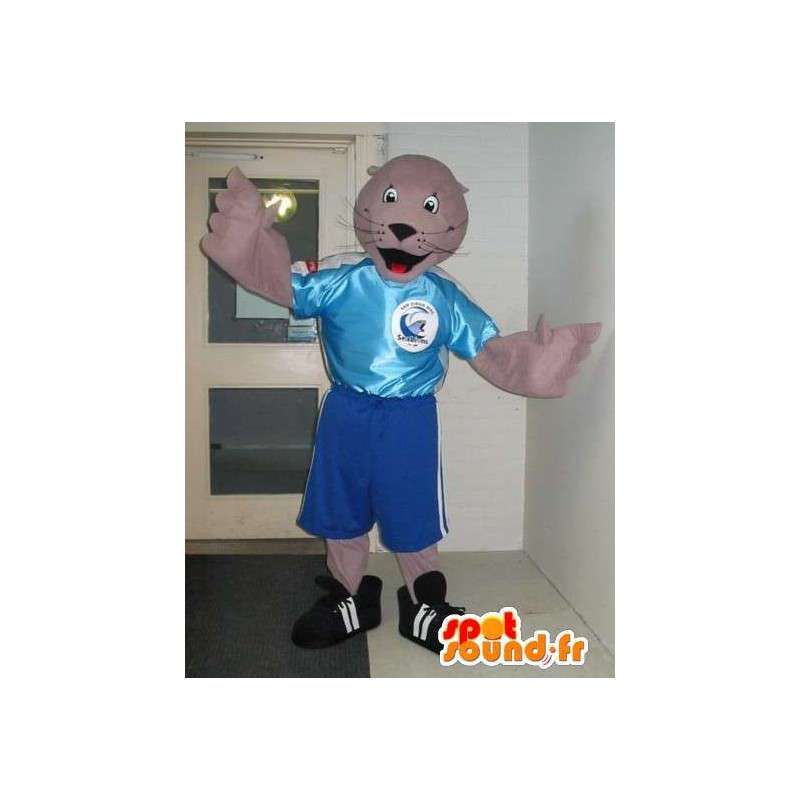 Seal Maskottchen in Fußballkleidung Kostüm Fußballer - MASFR001887 - Maskottchen-Siegel
