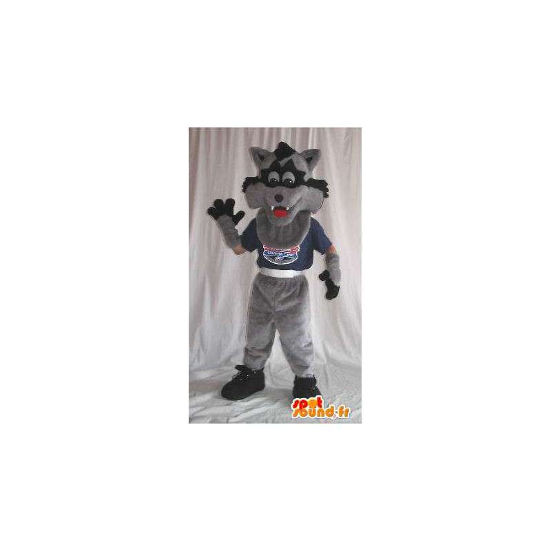 Nero e grigio lupo costume della mascotte per i bambini - MASFR001892 - Mascotte lupo