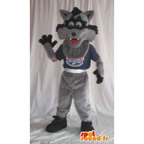 Maskotti harmaa ja musta susi puku lapsille - MASFR001892 - Wolf Maskotteja