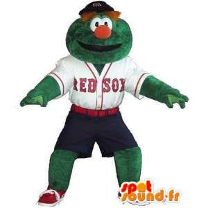 Mascotte bonhomme vert joueur de baseball, déguisement baseball - MASFR001900 - Mascottes Homme