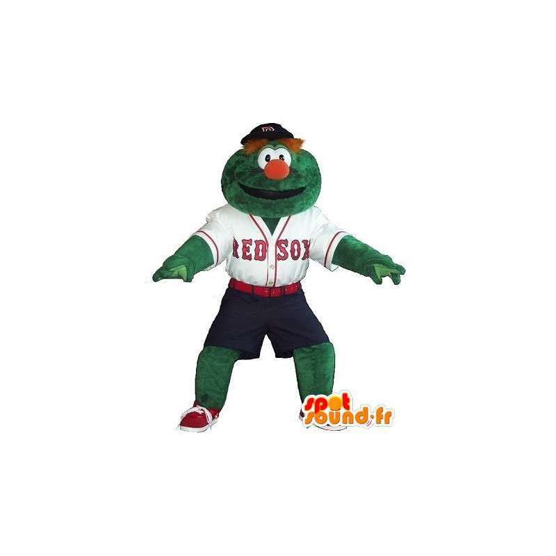 Mascotte bonhomme vert joueur de baseball, déguisement baseball - MASFR001900 - Mascottes Homme