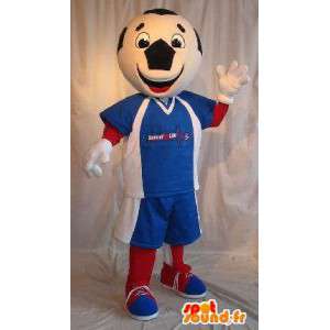 Mascotte personnage ballon de foot, déguisement tricolore - MASFR001910 - Mascotte sportives
