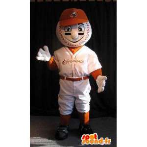 Mascot jogador de bola cabeça, disfarçado de beisebol - MASFR001914 - mascote esportes