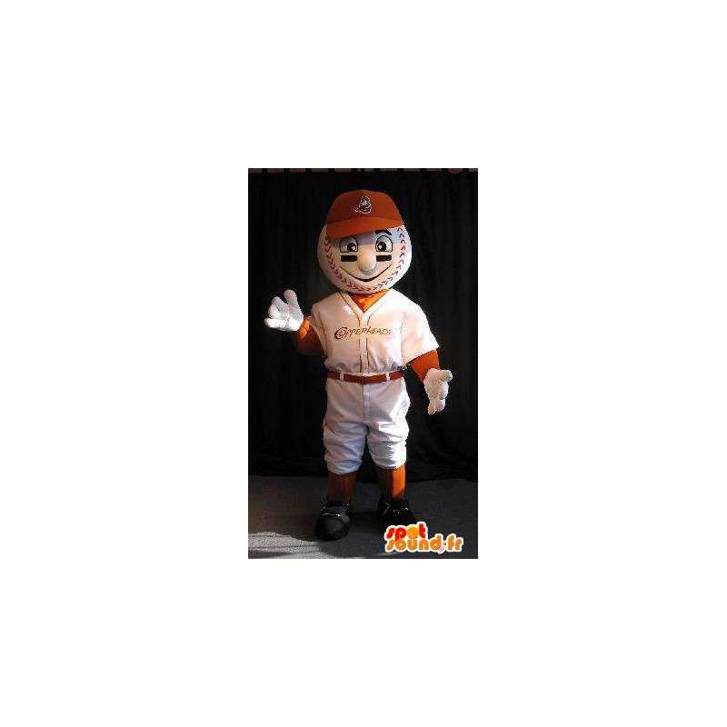 Mascotte joueur à tête de balle, déguisement balle de baseball - MASFR001914 - Mascotte sportives