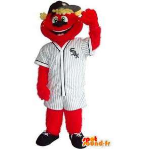 Mascot teddy holding red sox, baseball disguise - MASFR001926 - Bear mascot