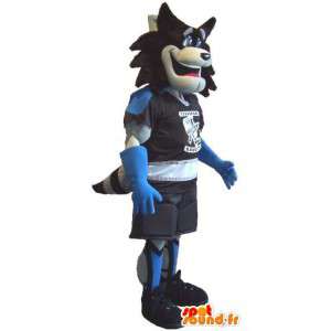 Wilk Mascot trzyma wałek, rolkach przebranie - MASFR001931 - wilk Maskotki