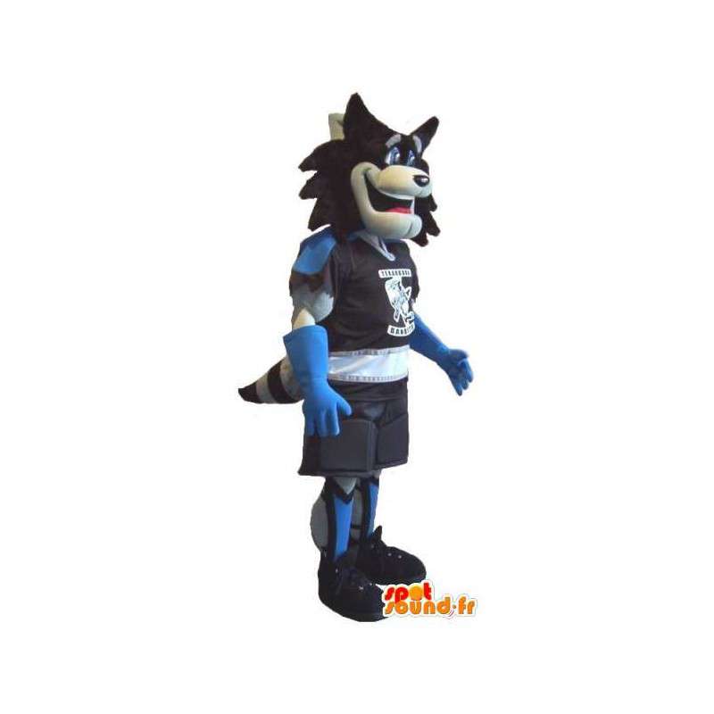 Mascotte de Loup en tenue de Roller, déguisement blade roller - MASFR001931 - Mascottes Loup