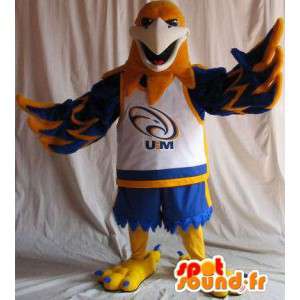 Eagle maskot i basketball outfit, basketball spiller kostume -