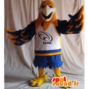 Eagle maskot i basketball outfit, basketball spiller kostume -