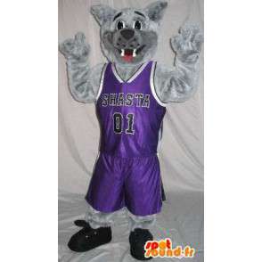 バスケットボールの衣装を着た犬のマスコット、バスケットボールの変装-MASFR001971-犬のマスコット
