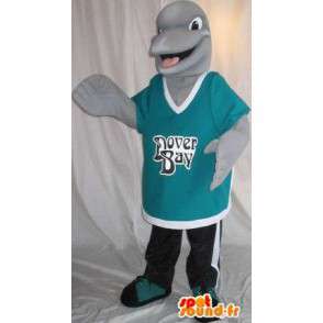Mascot representerer en liten grå delfin, vann forkledning  - MASFR001986 - Dolphin Mascot