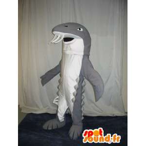 Mascot representando um tubarão cinzento, dentes mar disfarce - MASFR001991 - mascotes tubarão